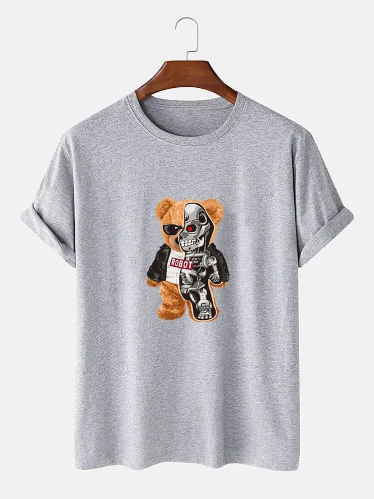Mechanical Bear Print T-Shirt sold by Hoooyi product image thumbnail 3