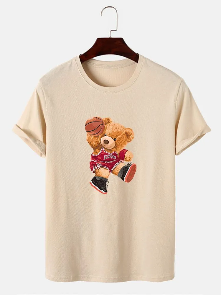 Bear Playing Basketball Print T-Shirt sold by Hoooyi product image thumbnail 3