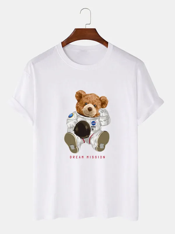 NASA Space Bear Print T-Shirt sold by Hoooyi
