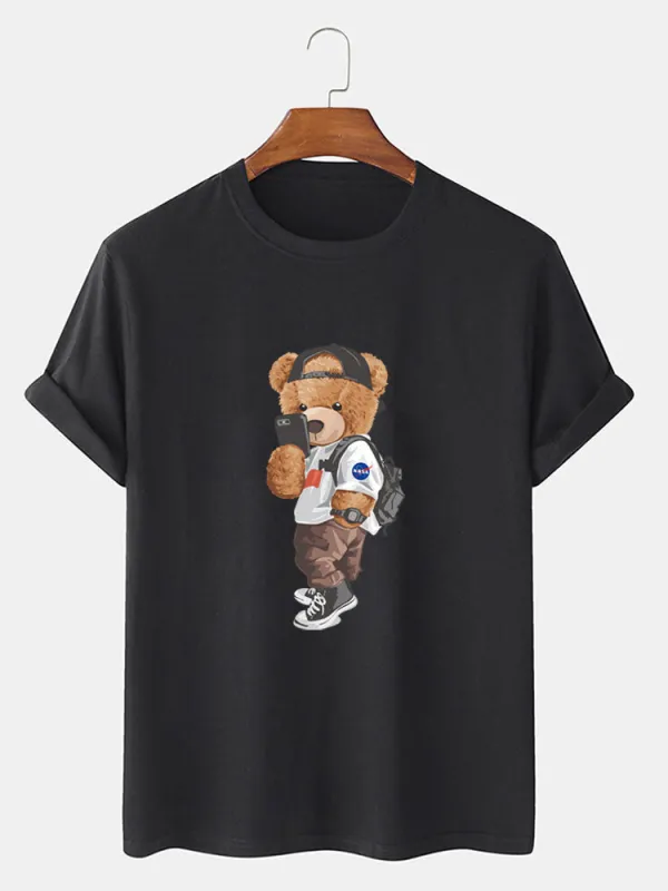 Selfie Bear Print T-Shirt sold by Hoooyi