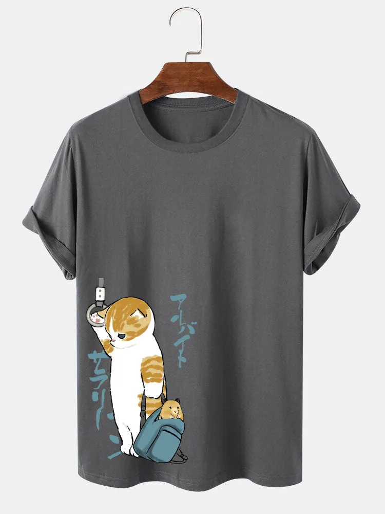 Japanese Cute Cat Print T-Shirt sold by Hoooyi product image thumbnail 4