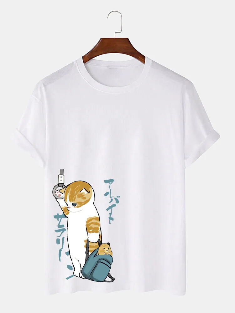 Japanese Cute Cat Print T-Shirt sold by Hoooyi product image thumbnail 2