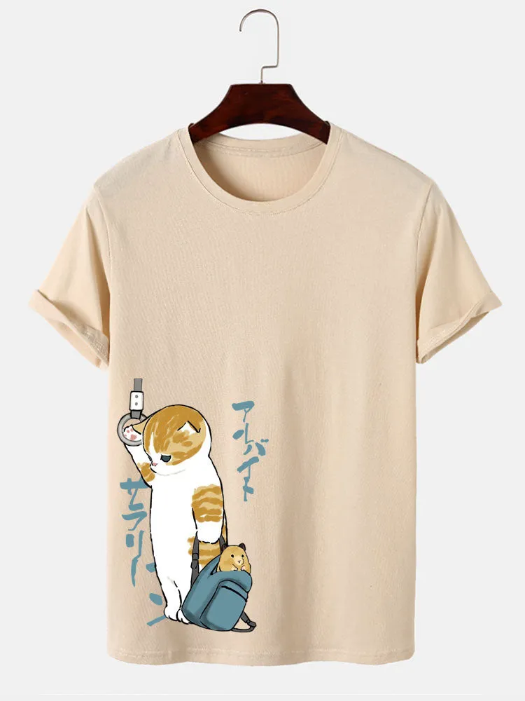 Japanese Cute Cat Print T-Shirt sold by Hoooyi product image thumbnail 3