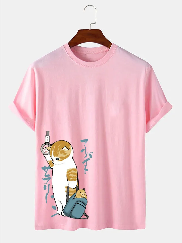 Japanese Cute Cat Print T-Shirt sold by Hoooyi product image thumbnail 5