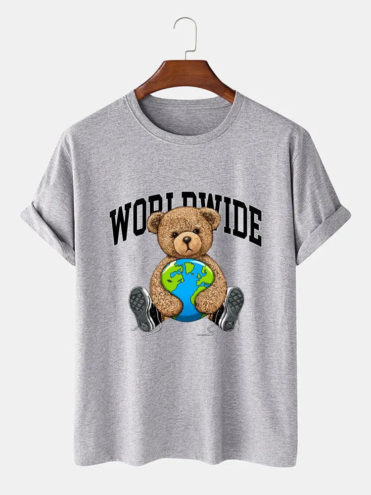 Worldwide Bear Print T-Shirt sold by Hoooyi product image thumbnail 5