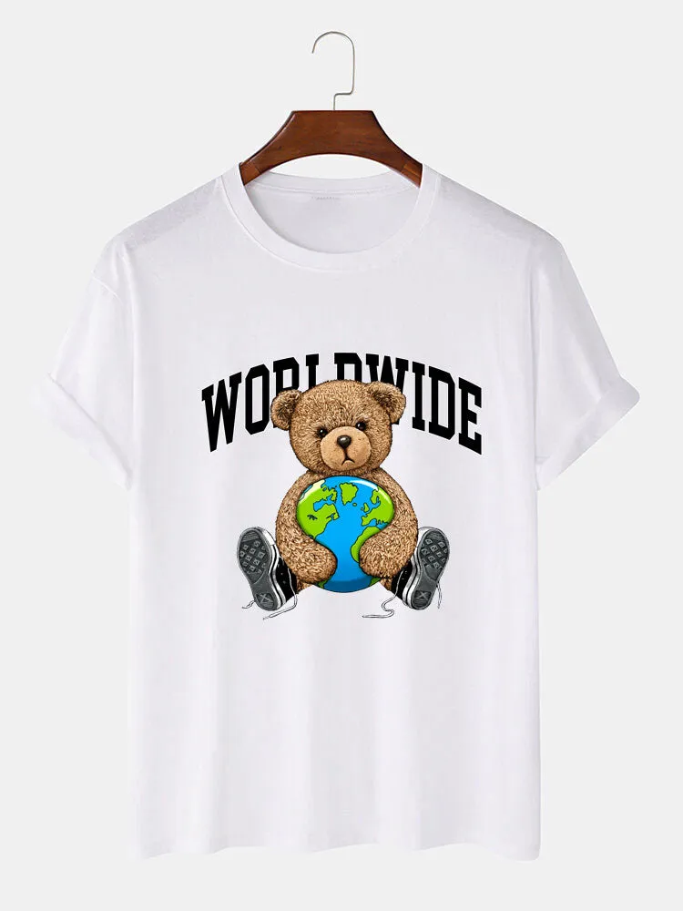 Worldwide Bear Print T-Shirt sold by Hoooyi