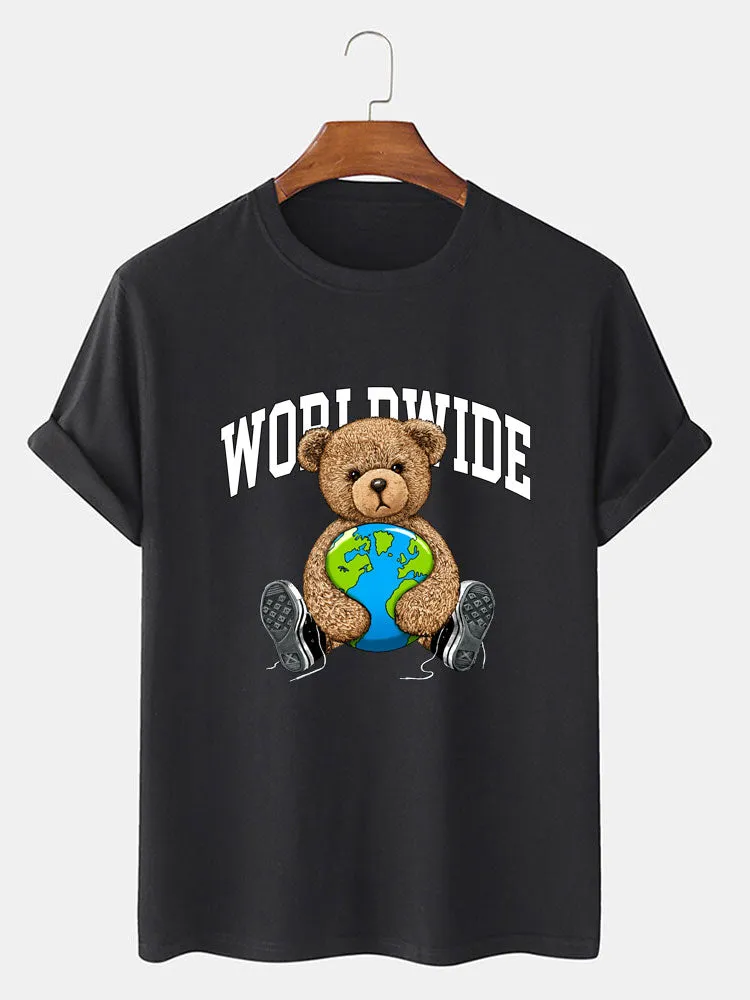 Worldwide Bear Print T-Shirt sold by Hoooyi product image thumbnail 3