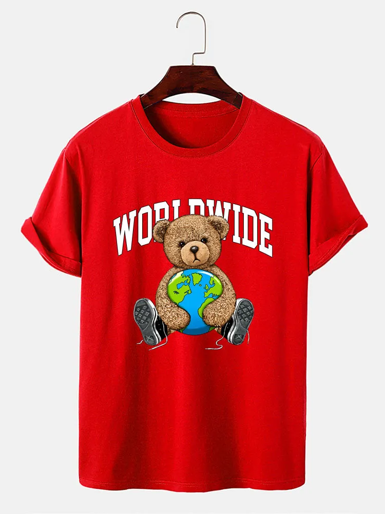 Worldwide Bear Print T-Shirt sold by Hoooyi product image thumbnail 4