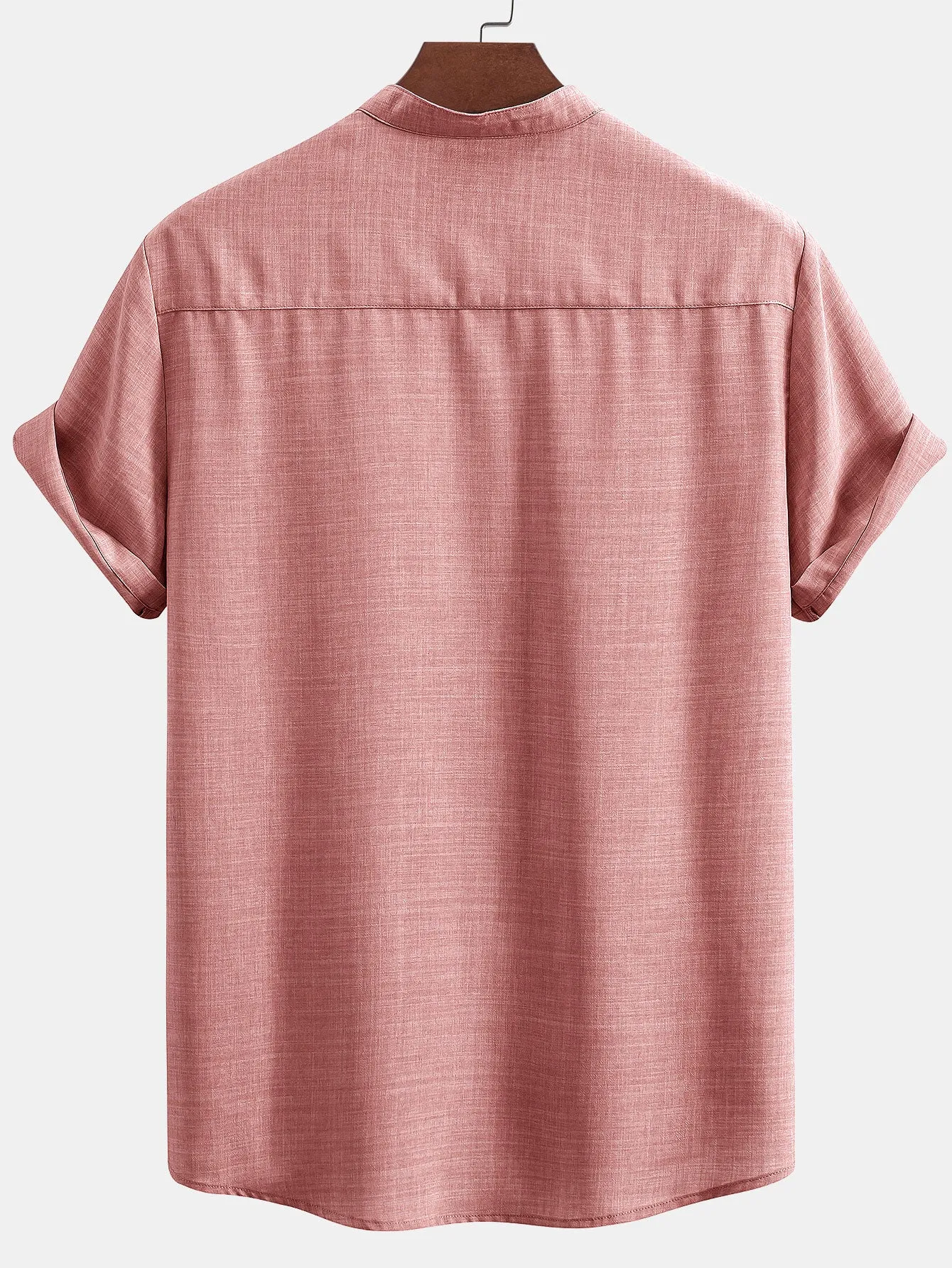 Short Sleeve Stand Collar Shirt & Linen Drawstring Shorts sold by Hoooyi product image thumbnail 3