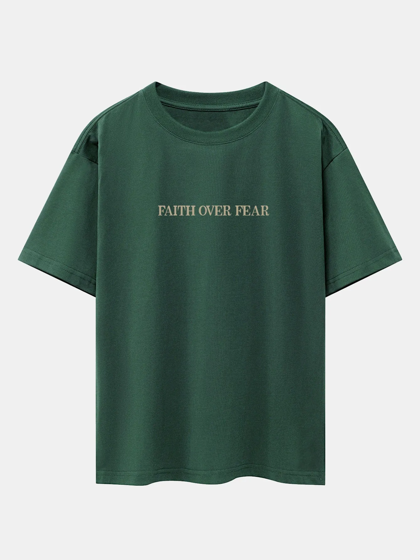 Faith Over Fear Print Drop Shoulder Oversize T-Shirt sold by Hoooyi product image thumbnail 4
