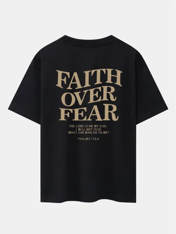 Faith Over Fear Print Drop Shoulder Oversize T-Shirt sold by Hoooyi
