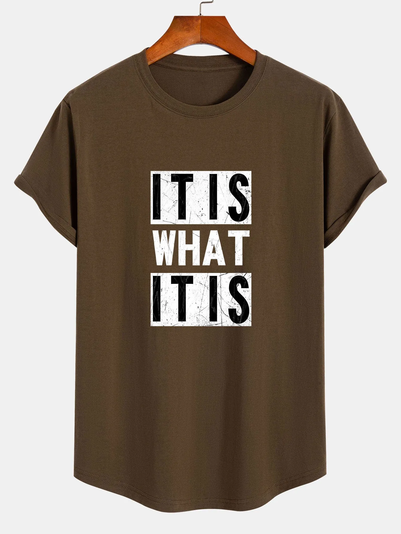 It Is What It Is Print Cotton Arc Hem T-Shirt sold by Hoooyi product image thumbnail 2