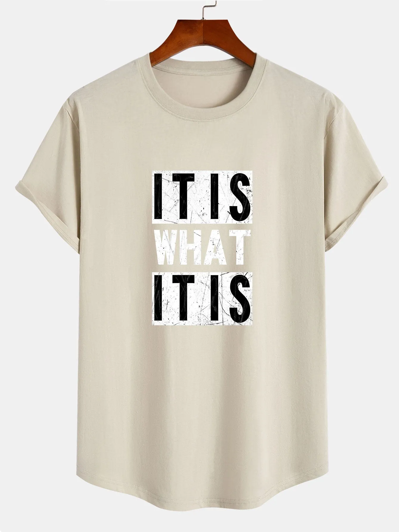 It Is What It Is Print Cotton Arc Hem T-Shirt sold by Hoooyi product image thumbnail 4