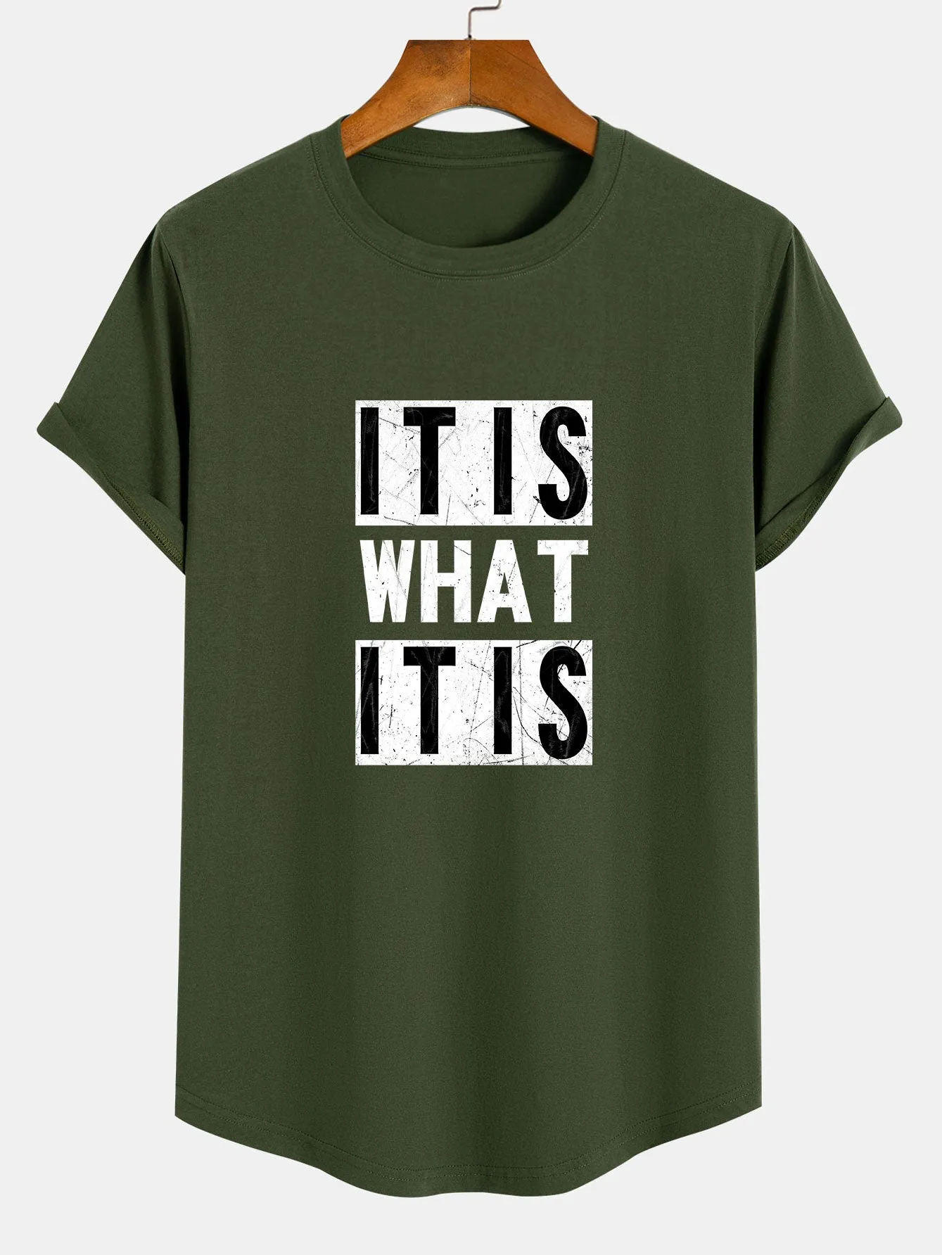It Is What It Is Print Cotton Arc Hem T-Shirt sold by Hoooyi product image thumbnail 3