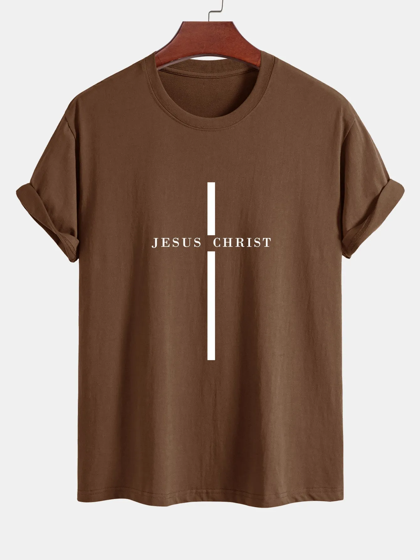 Regular Fit Jesus Christ Stripe Print Cotton T-Shirt sold by Hoooyi product image thumbnail 4