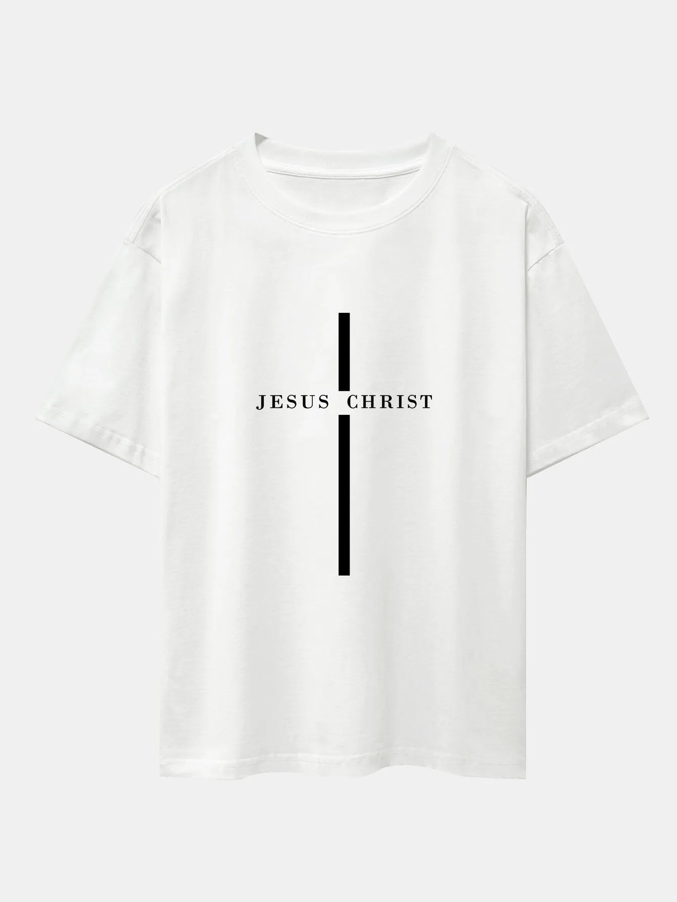 Jesus Christ Stripe Print Drop Shoulder Oversize T-Shirt sold by Hoooyi
