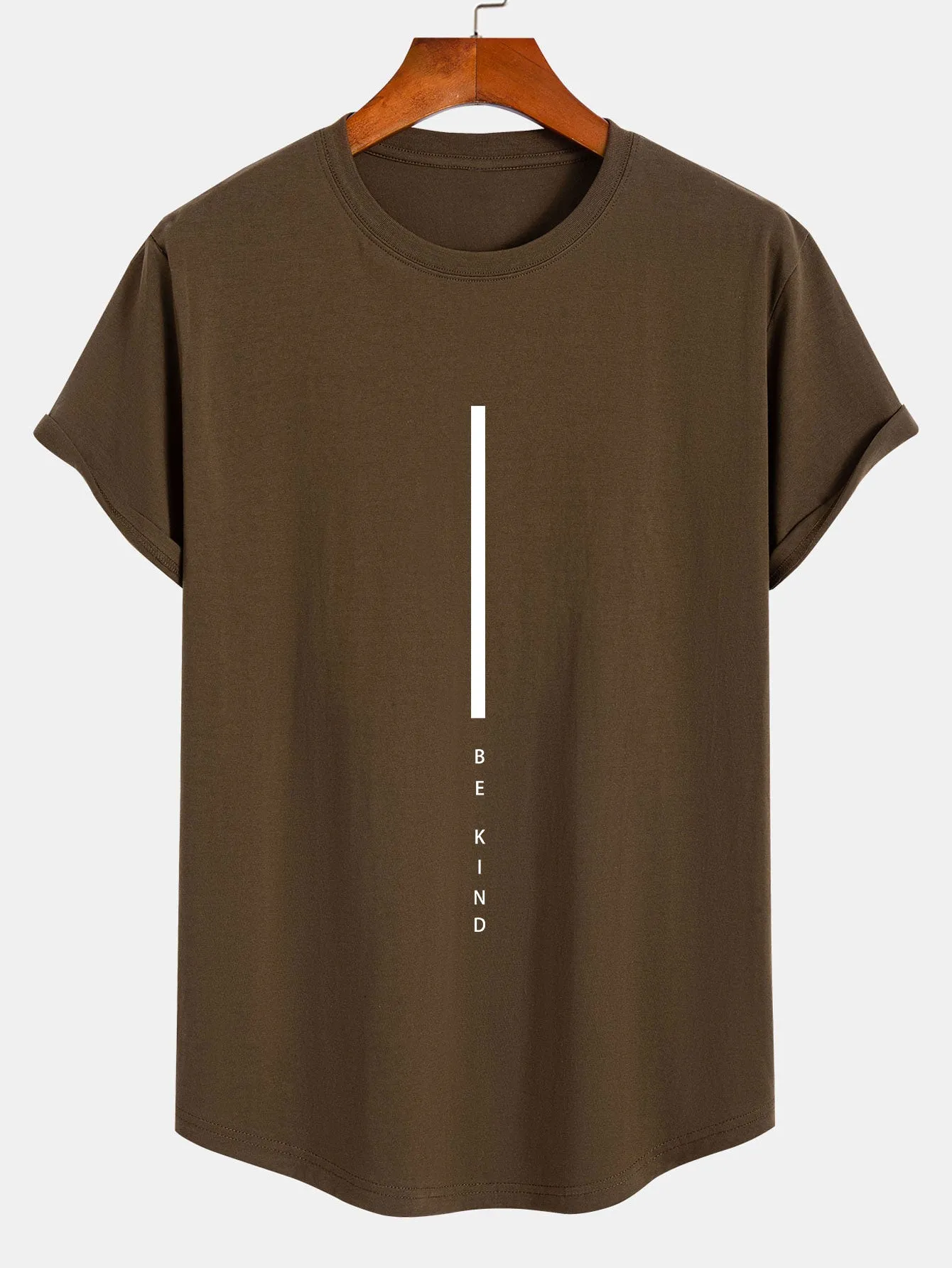 Stripe Be Kind Print Cotton Arc Hem T-Shirt sold by Hoooyi product image thumbnail 4