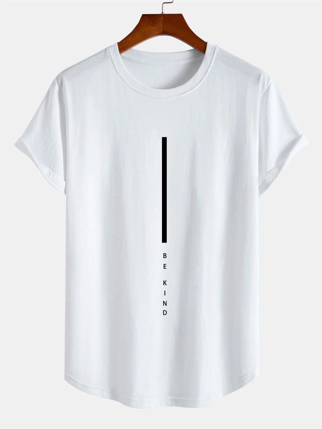 Stripe Be Kind Print Cotton Arc Hem T-Shirt sold by Hoooyi product image thumbnail 2