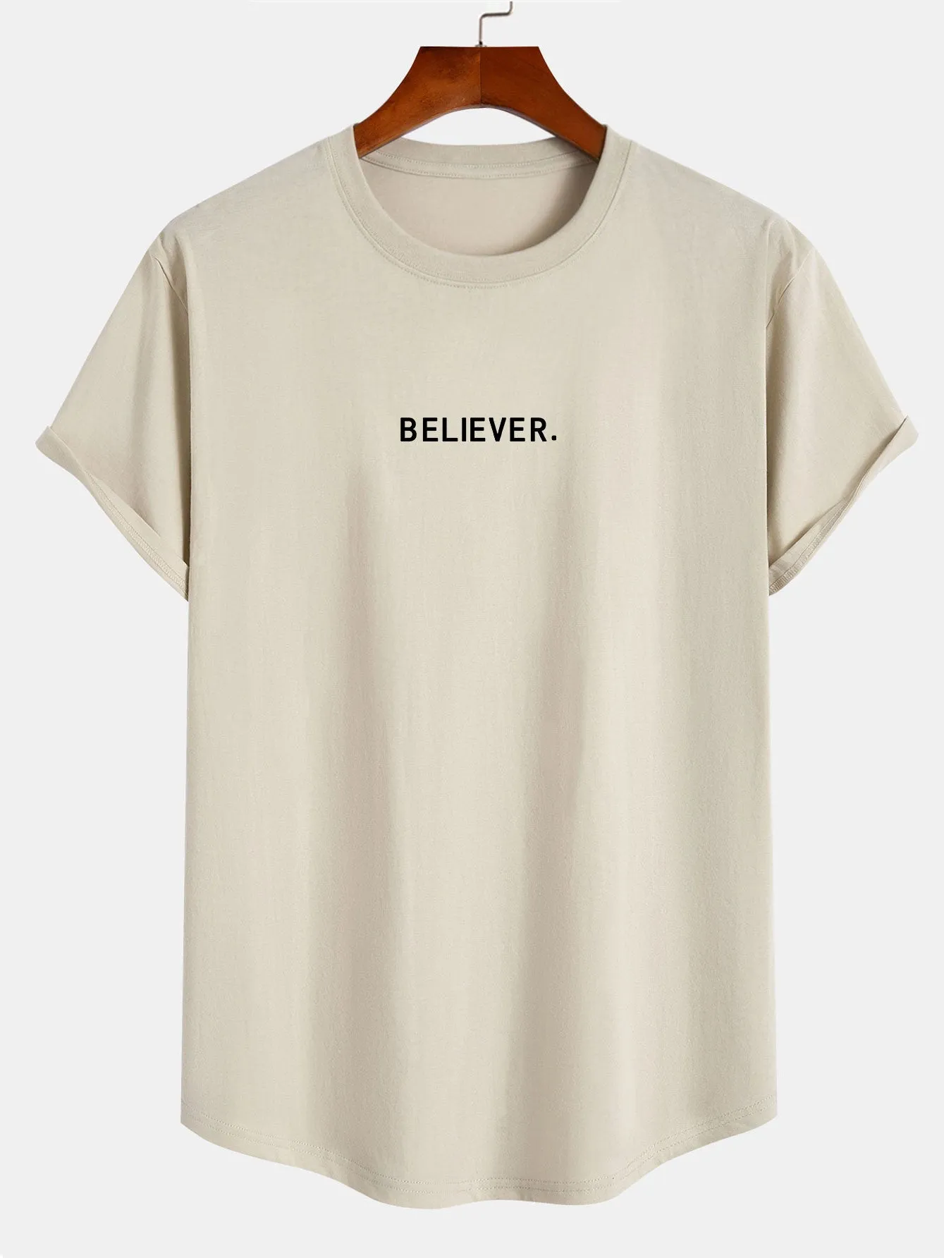 Believer Print Cotton Arc Hem T-Shirt sold by Hoooyi product image thumbnail 2