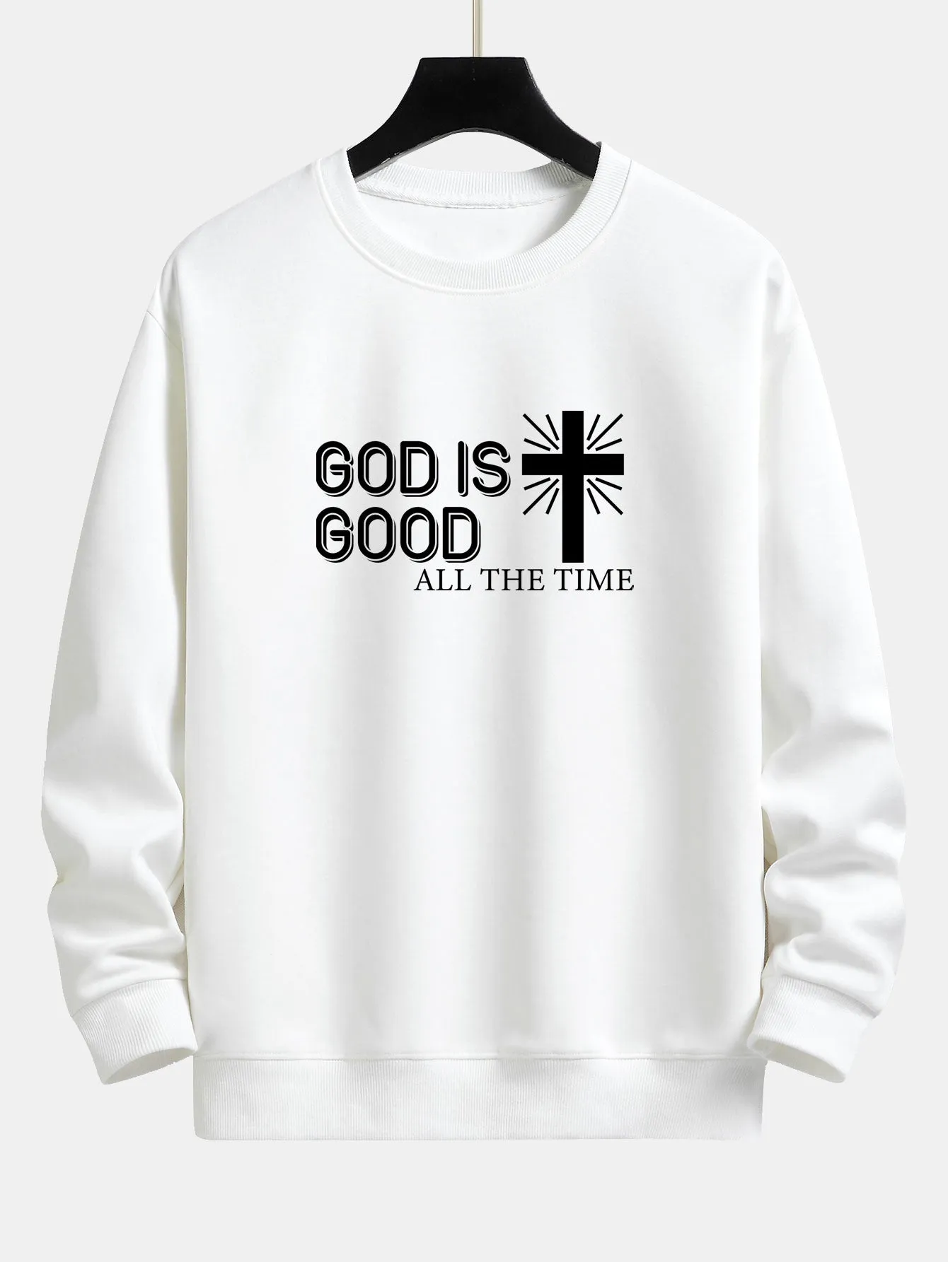 God Is Good Cross Print Relax Fit Sweatshirt sold by Hoooyi product image thumbnail 3