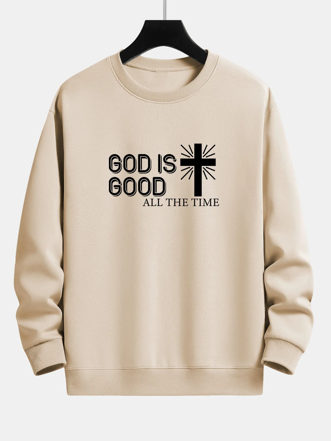 God Is Good Cross Print Relax Fit Sweatshirt sold by Hoooyi product image thumbnail 5