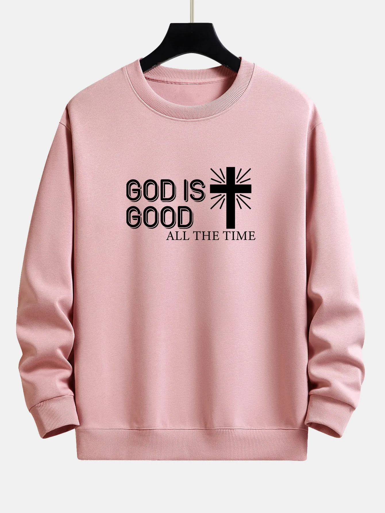 God Is Good Cross Print Relax Fit Sweatshirt sold by Hoooyi product image thumbnail 4