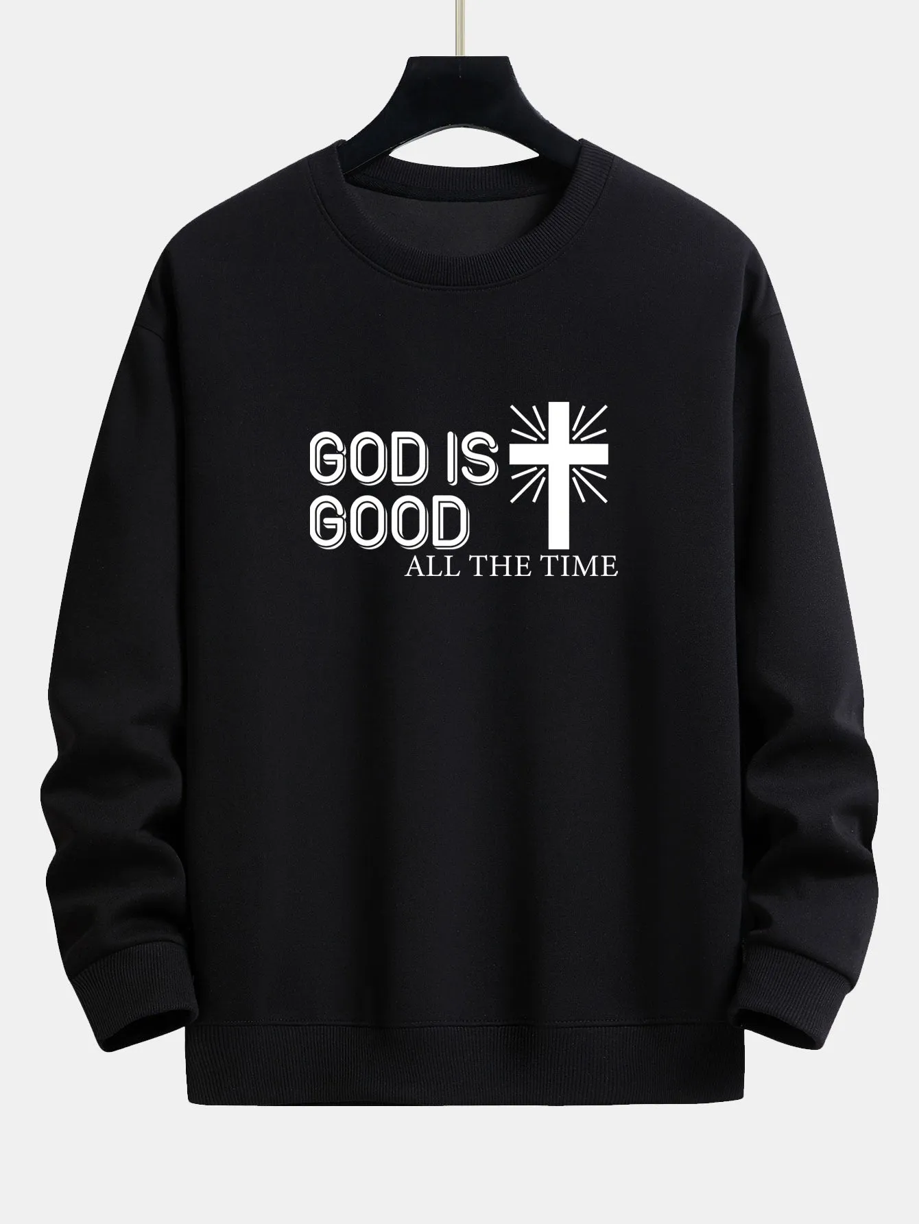 God Is Good Cross Print Relax Fit Sweatshirt sold by Hoooyi product image thumbnail 2