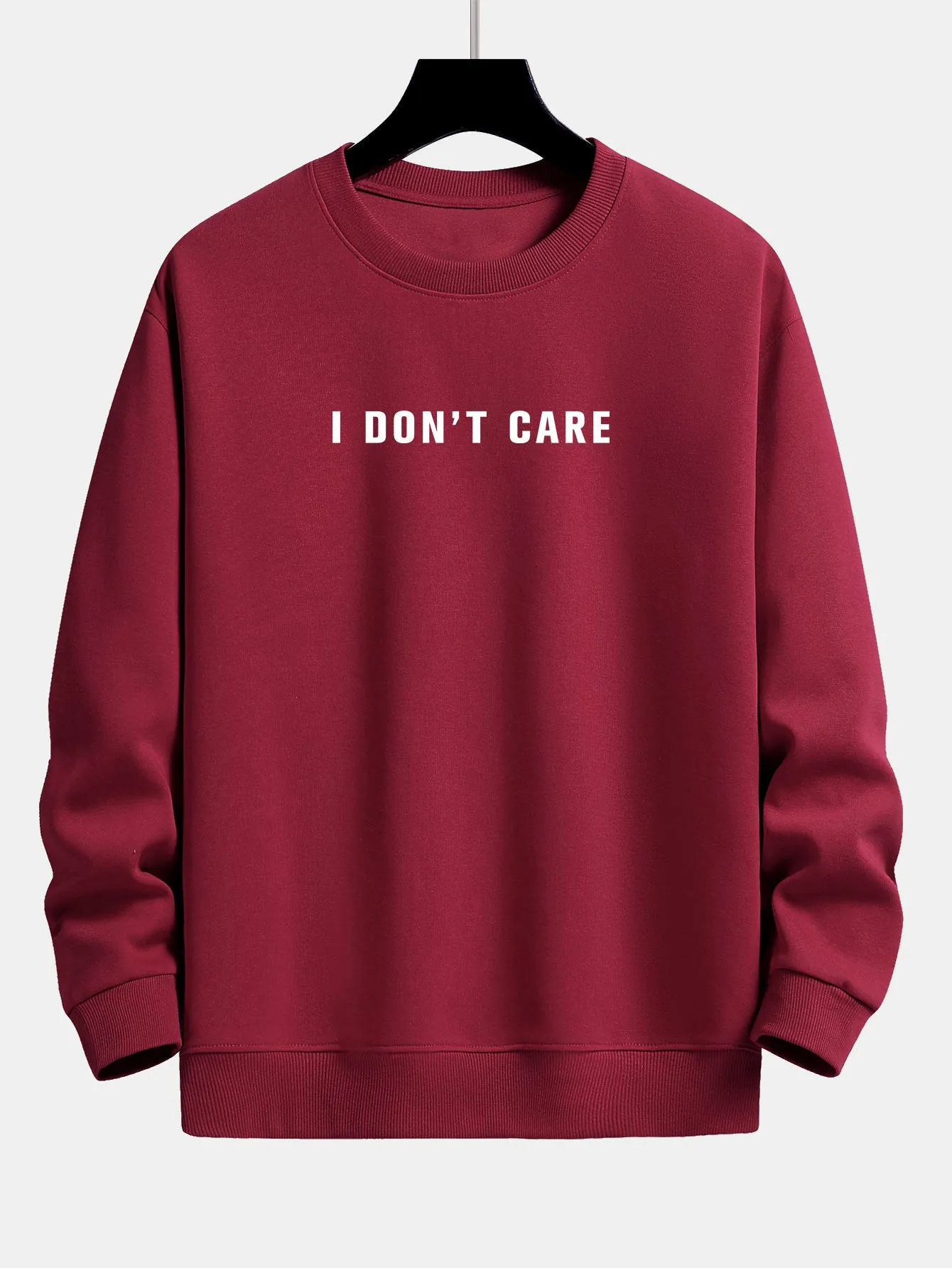I Don't Care Print Relax Fit Sweatshirt sold by Hoooyi product image thumbnail 5