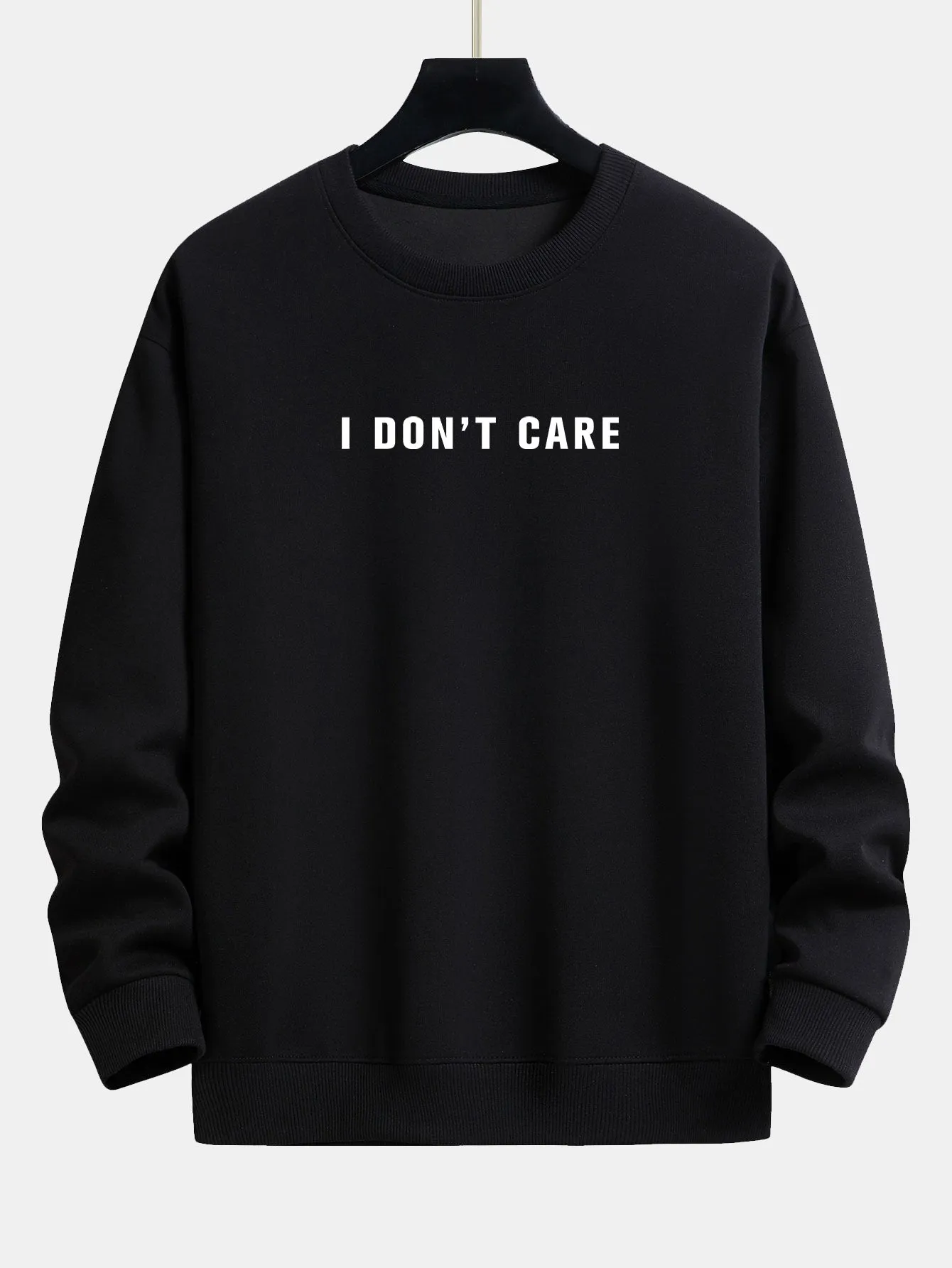 I Don't Care Print Relax Fit Sweatshirt sold by Hoooyi product image thumbnail 2