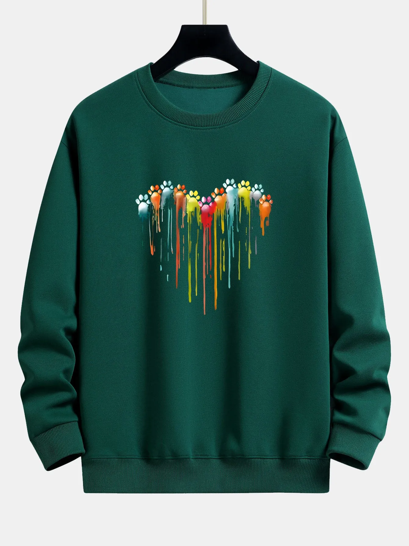 Dissolving Paw Heart Print Relax Fit Sweatshirt sold by Hoooyi product image thumbnail 5