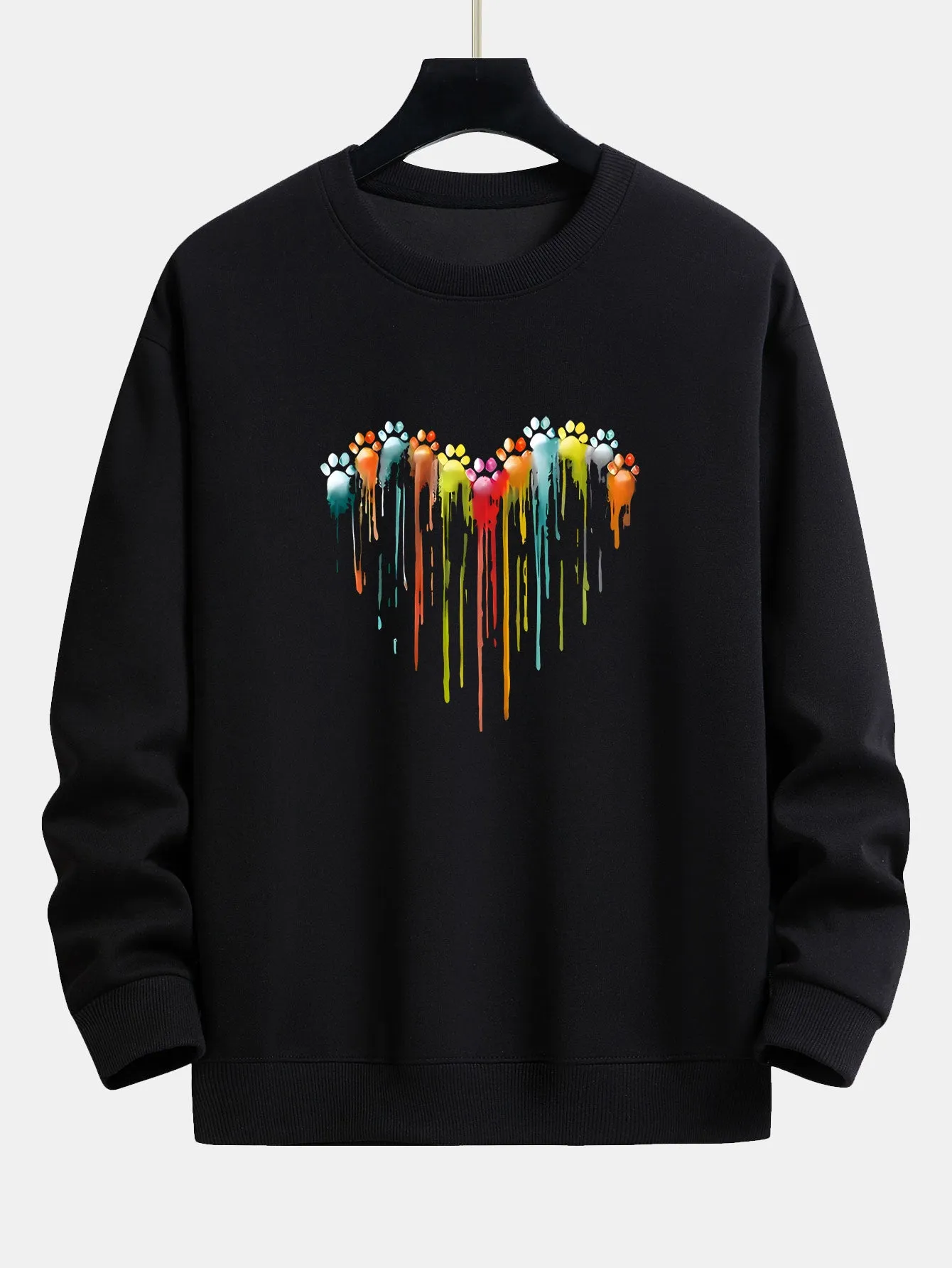 Dissolving Paw Heart Print Relax Fit Sweatshirt sold by Hoooyi