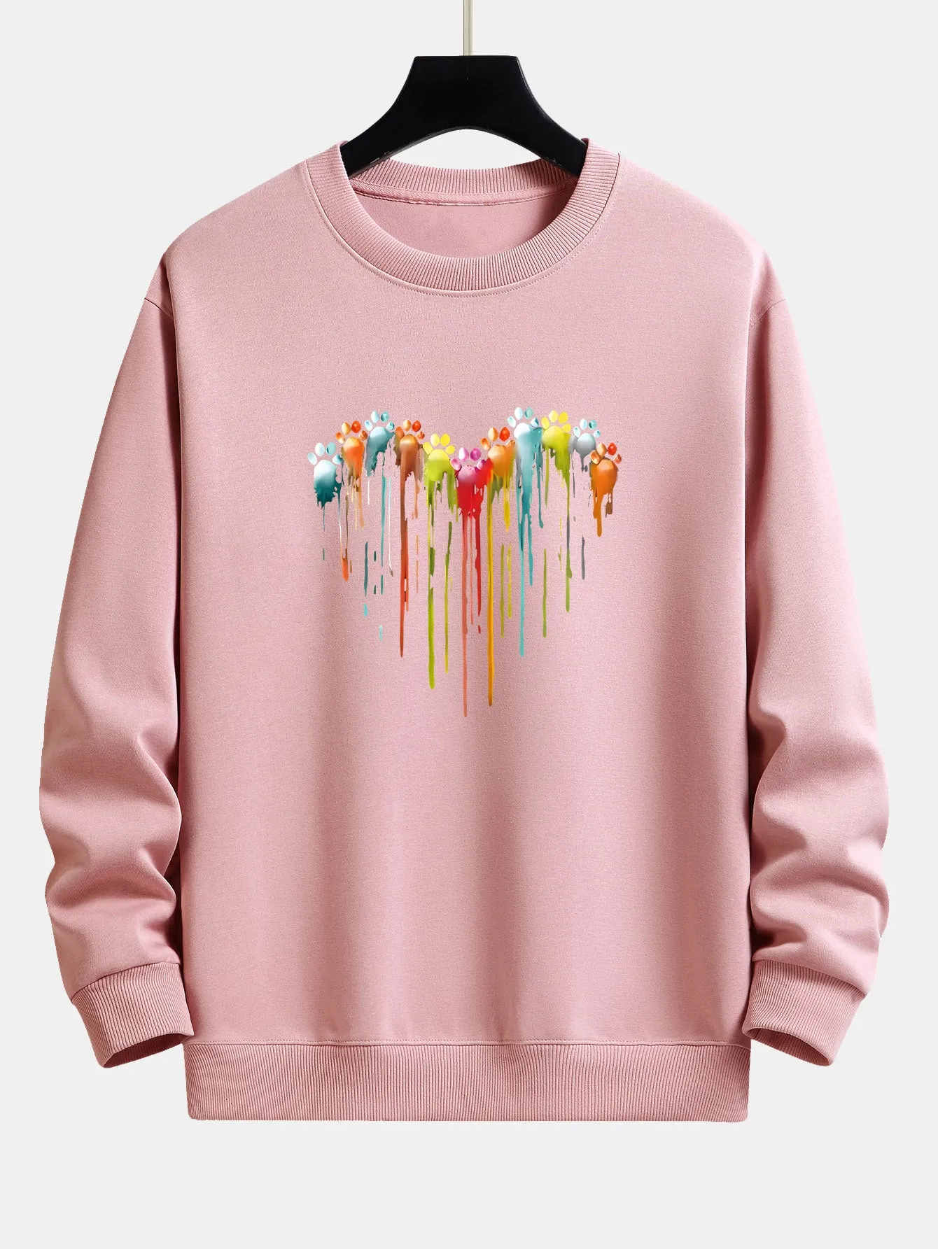 Dissolving Paw Heart Print Relax Fit Sweatshirt sold by Hoooyi product image thumbnail 4