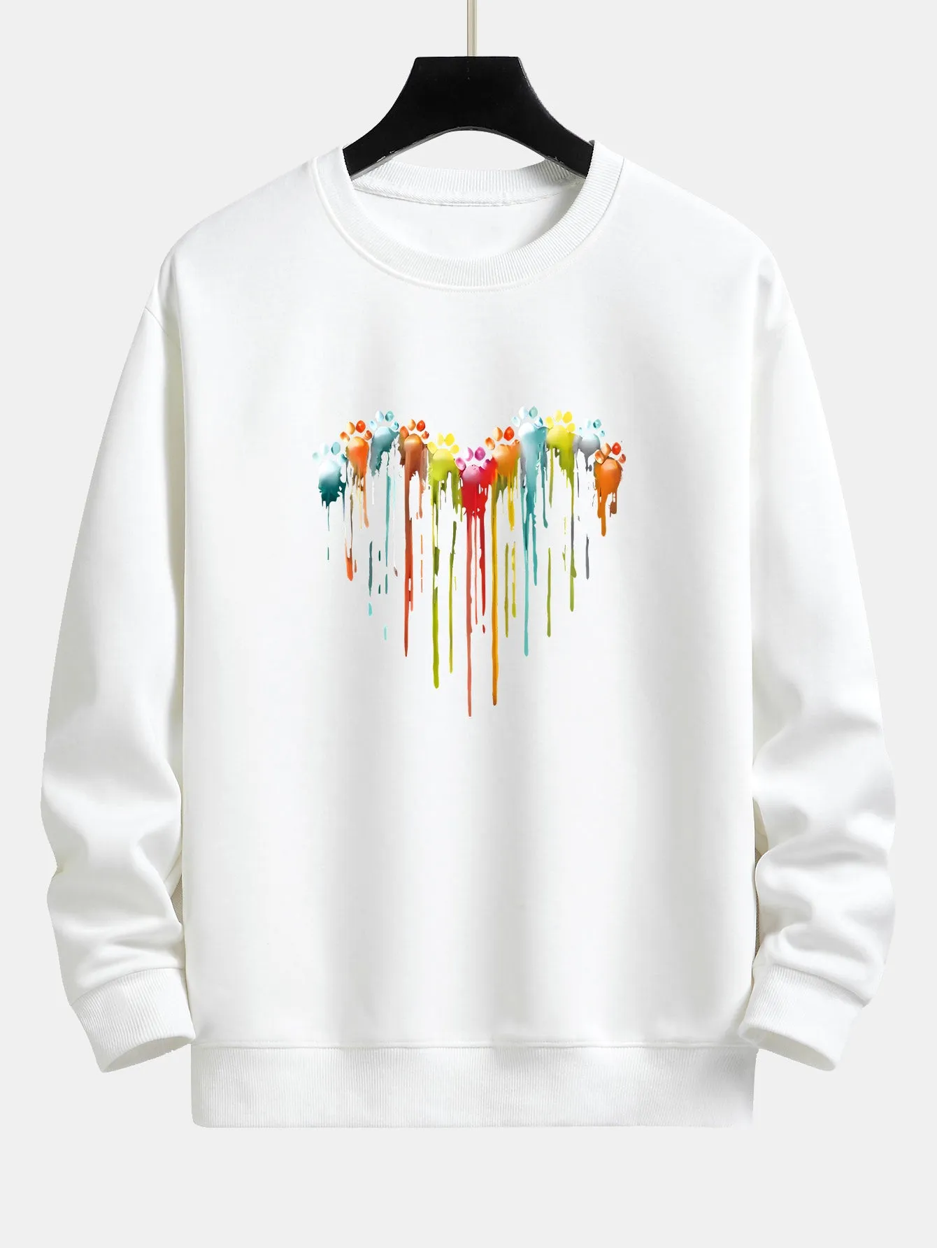Dissolving Paw Heart Print Relax Fit Sweatshirt sold by Hoooyi product image thumbnail 2