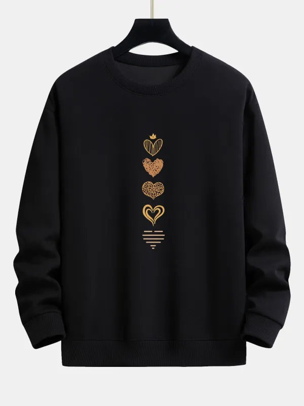 Doodle Heart Print Relax Fit Sweatshirt made by Hoooyi