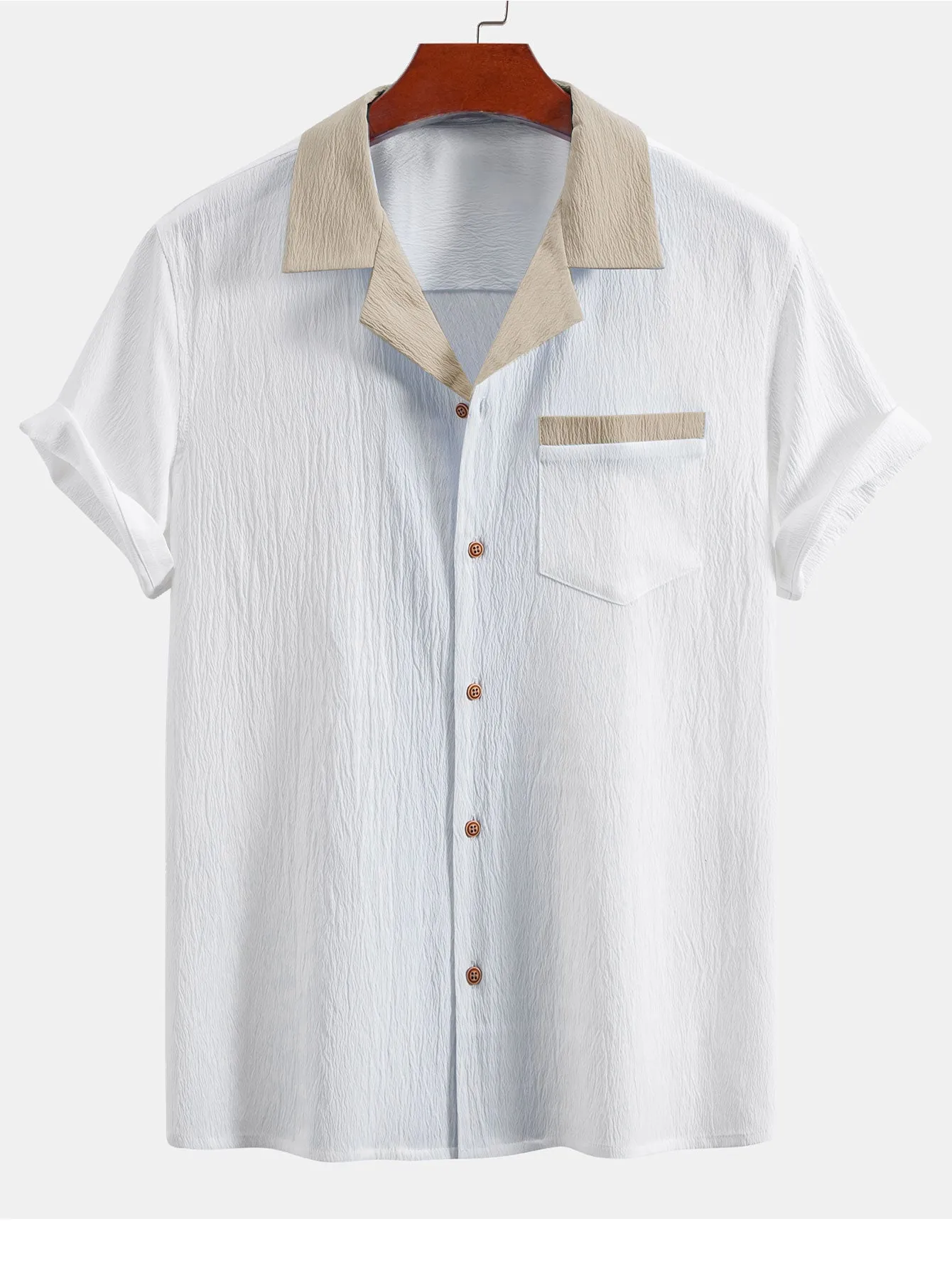 Textured Contrast Cuban Shirt sold by Hoooyi product image thumbnail 3