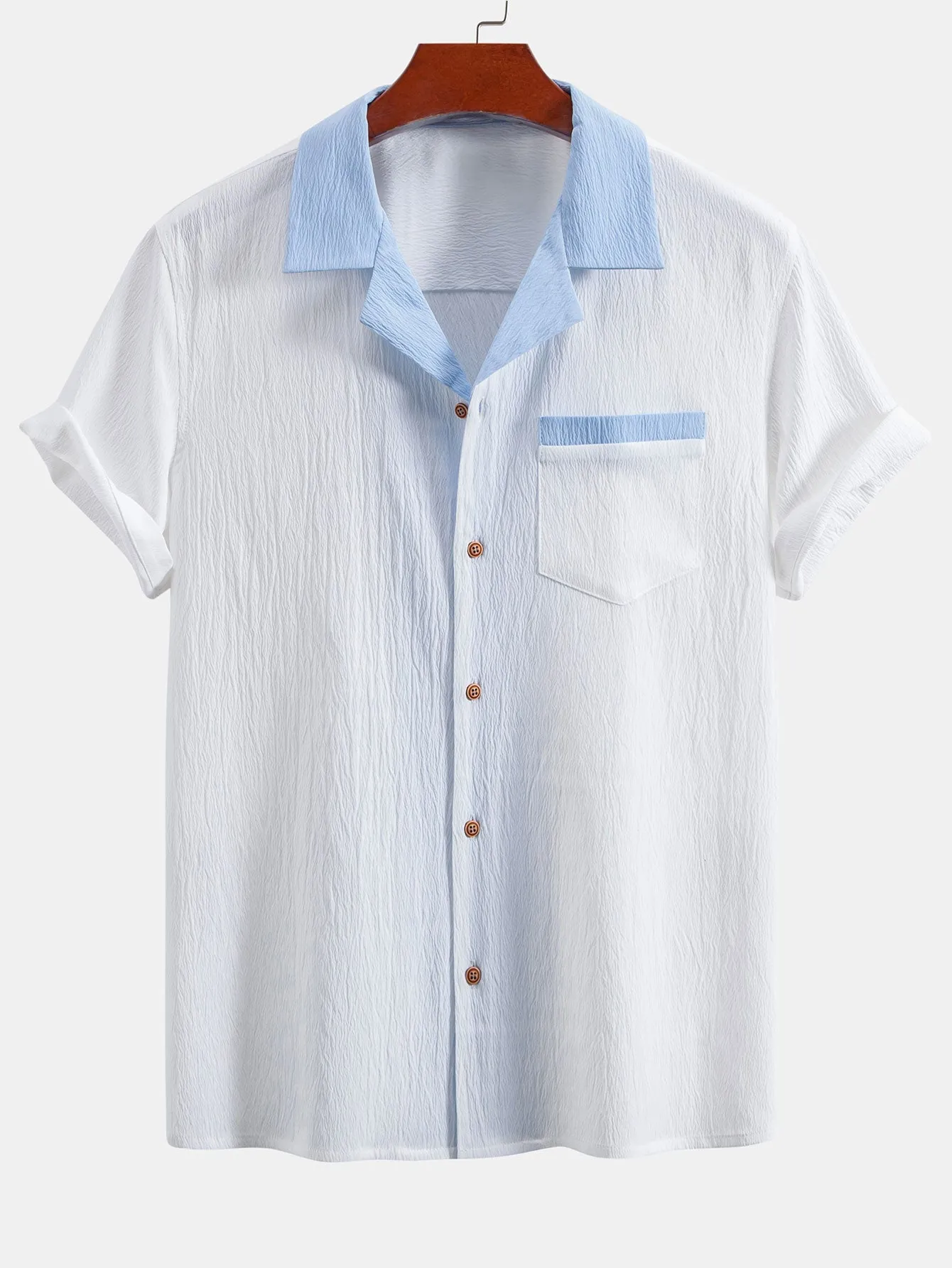 Textured Contrast Cuban Shirt sold by Hoooyi product image thumbnail 5