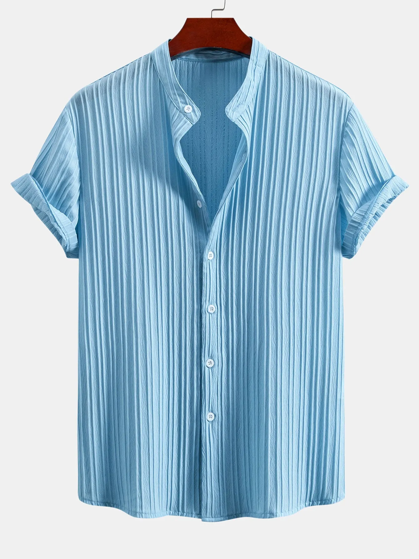 Textured Stand Collar Shirt sold by Hoooyi product image thumbnail 5