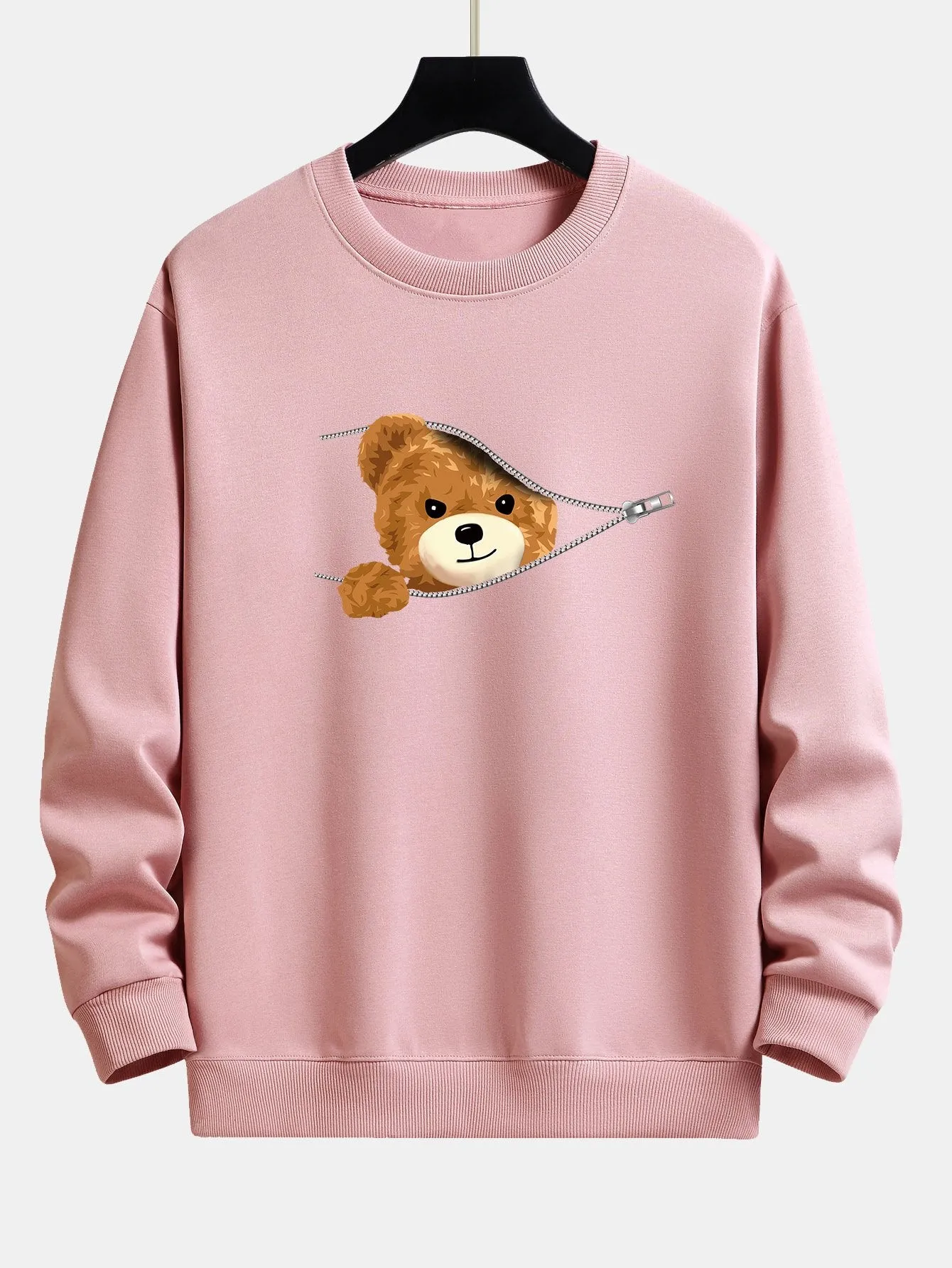 Zipper Bear Print Relax Fit Sweatshirt sold by Hoooyi product image thumbnail 3