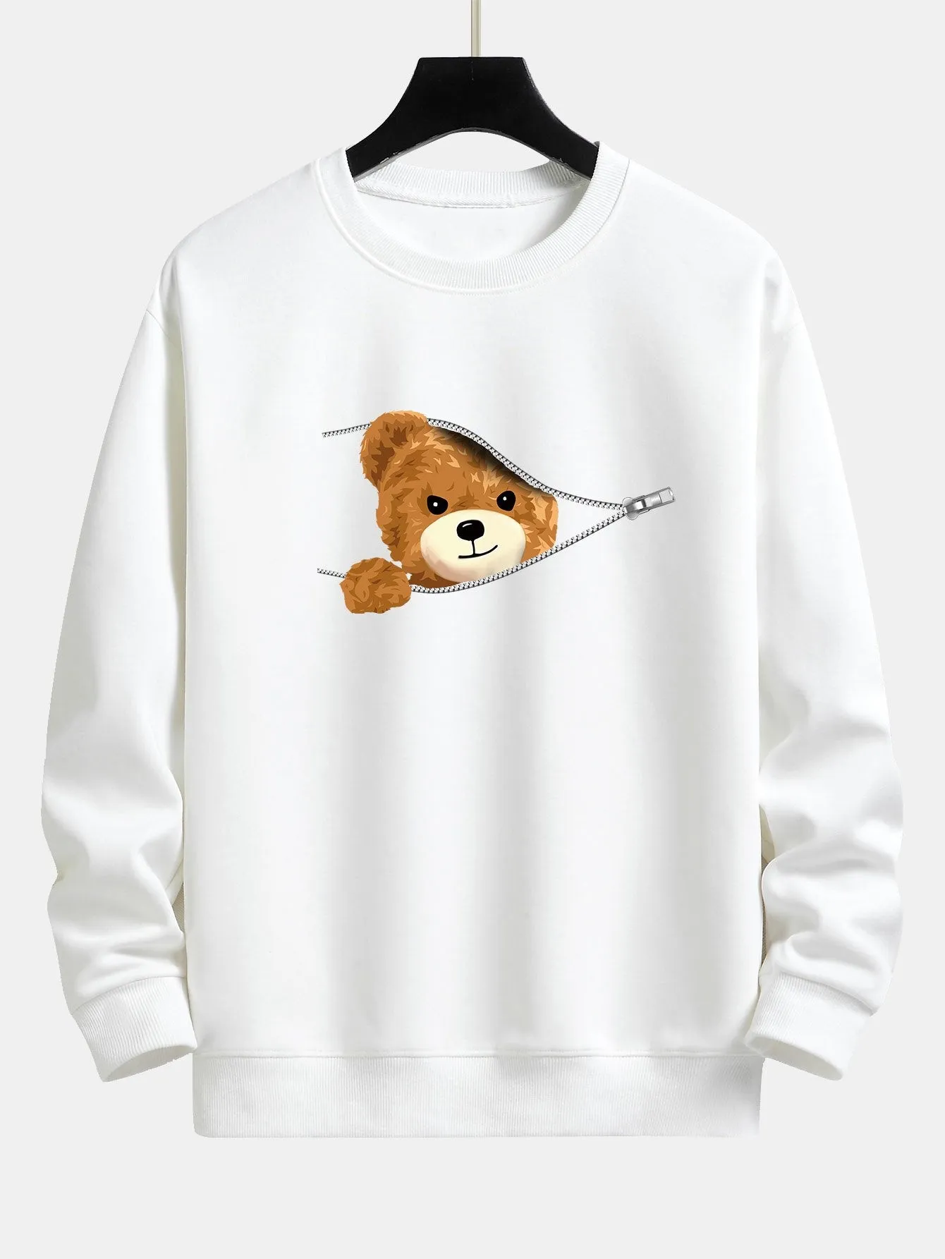 Zipper Bear Print Relax Fit Sweatshirt sold by Hoooyi product image thumbnail 2