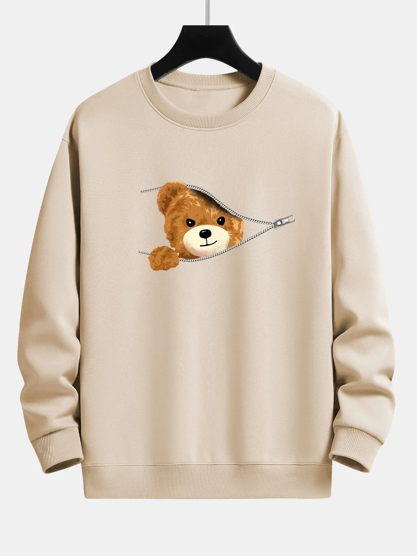 Zipper Bear Print Relax Fit Sweatshirt sold by Hoooyi product image thumbnail 4