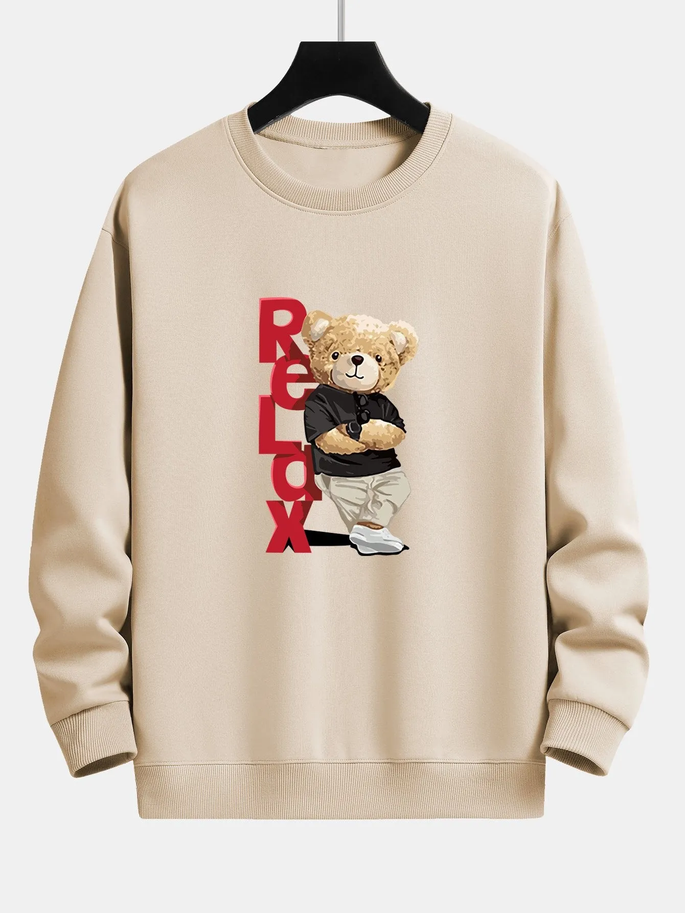 Relax Bear Print Relax Fit Sweatshirt sold by Hoooyi product image thumbnail 4