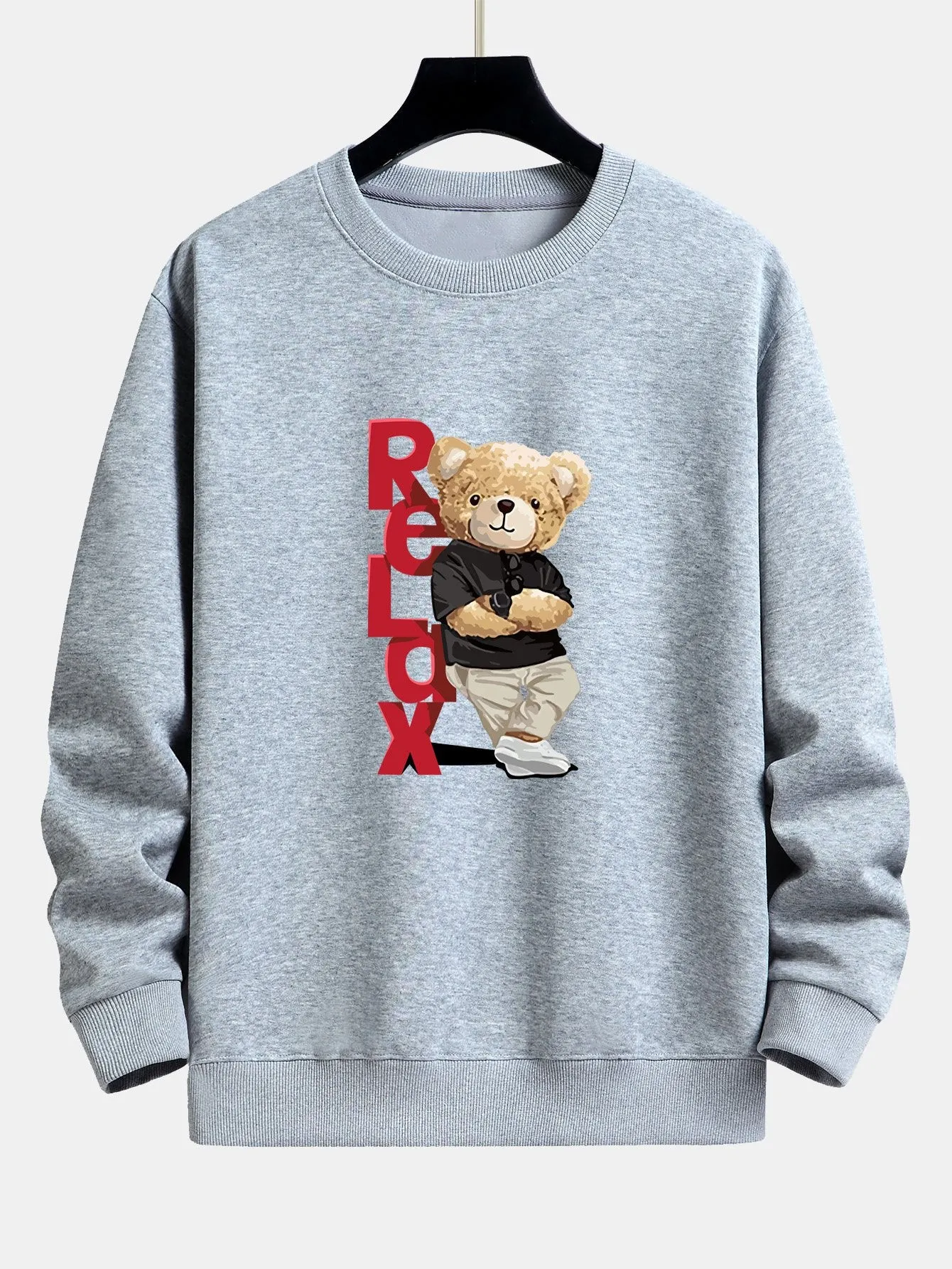 Relax Bear Print Relax Fit Sweatshirt sold by Hoooyi product image thumbnail 5