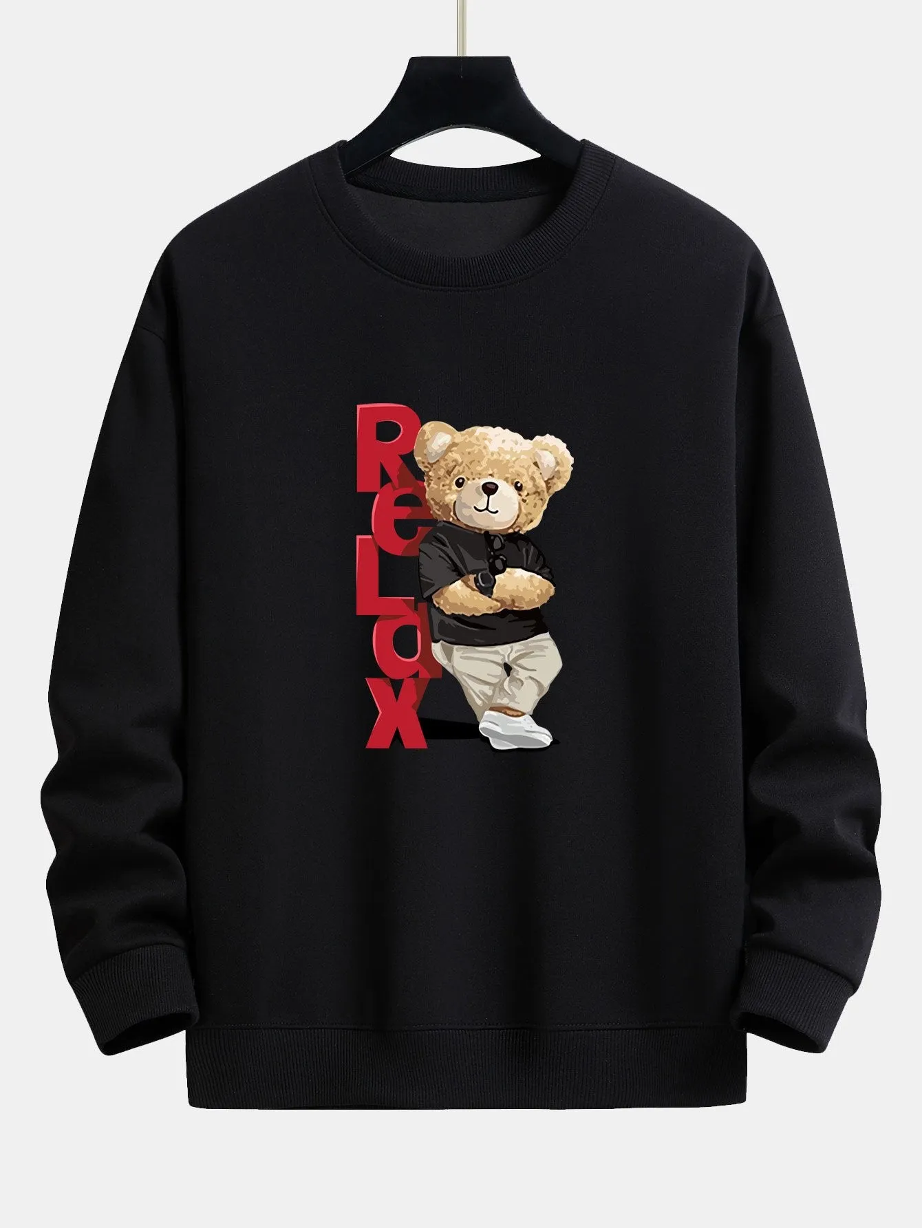 Relax Bear Print Relax Fit Sweatshirt sold by Hoooyi product image thumbnail 2