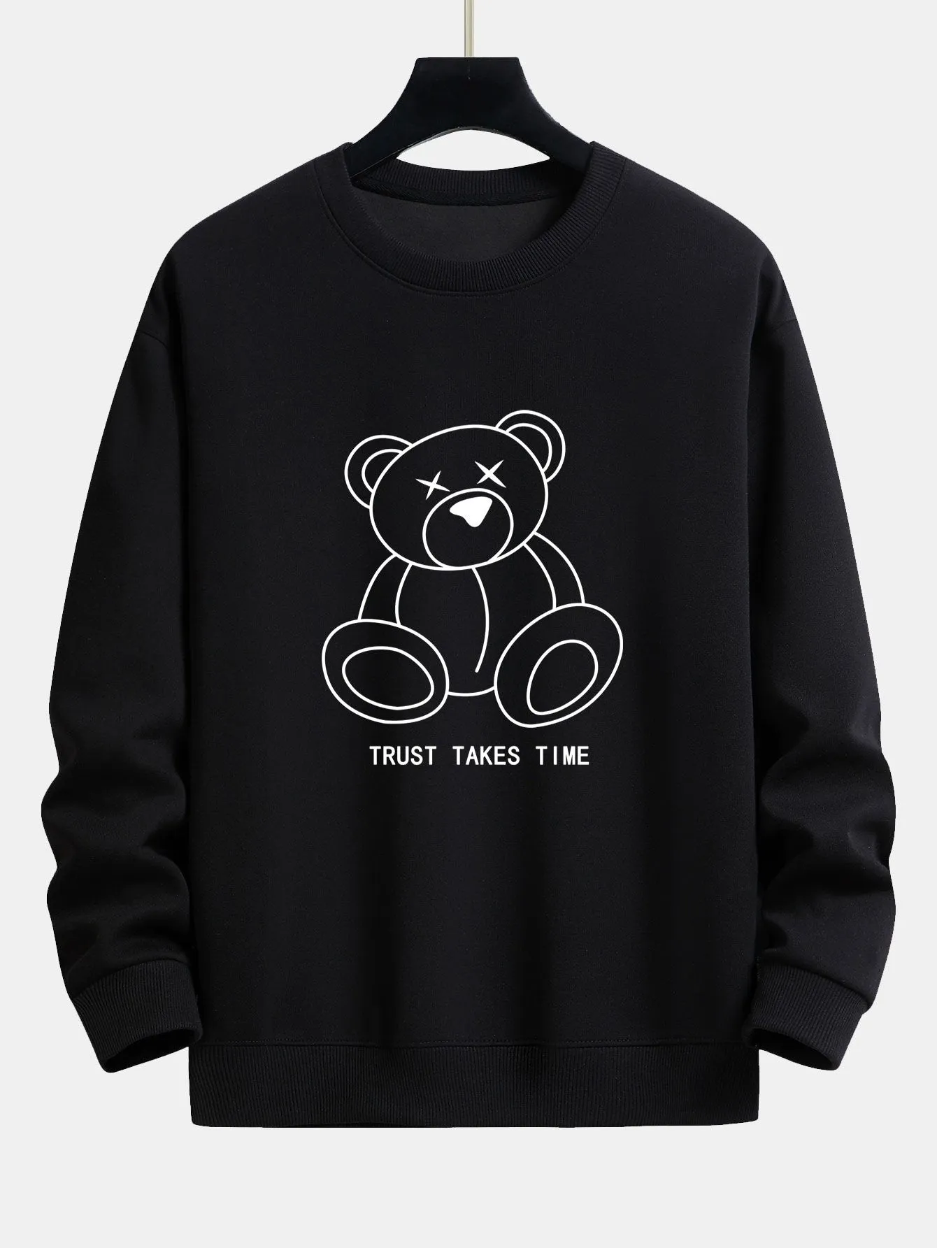 Simple Bear Print Relax Fit Sweatshirt sold by Hoooyi product image thumbnail 2