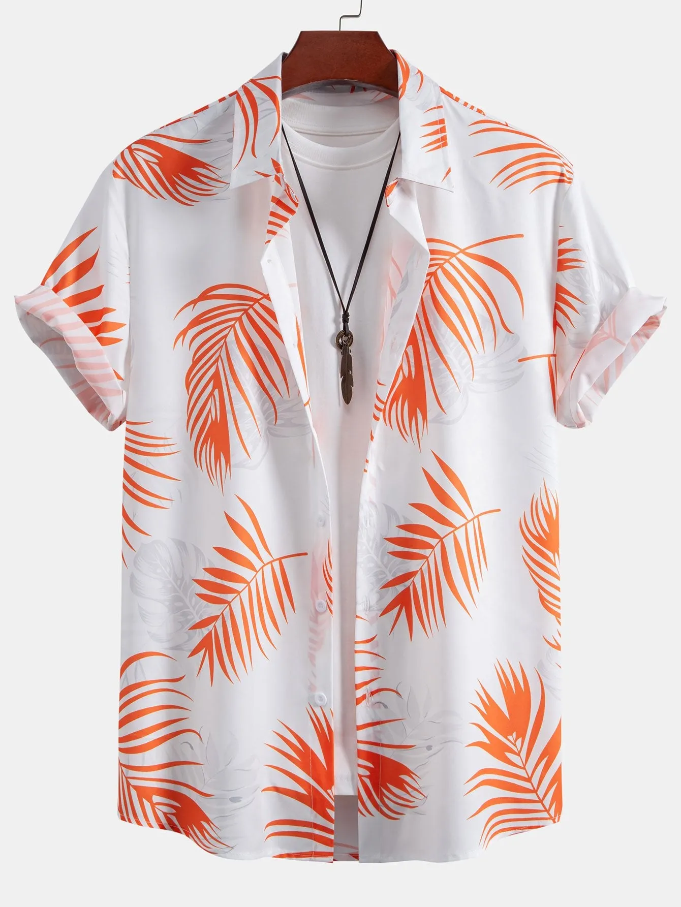 Leaf Print Button Up Shirt & Swim Shorts sold by Hoooyi product image thumbnail 4