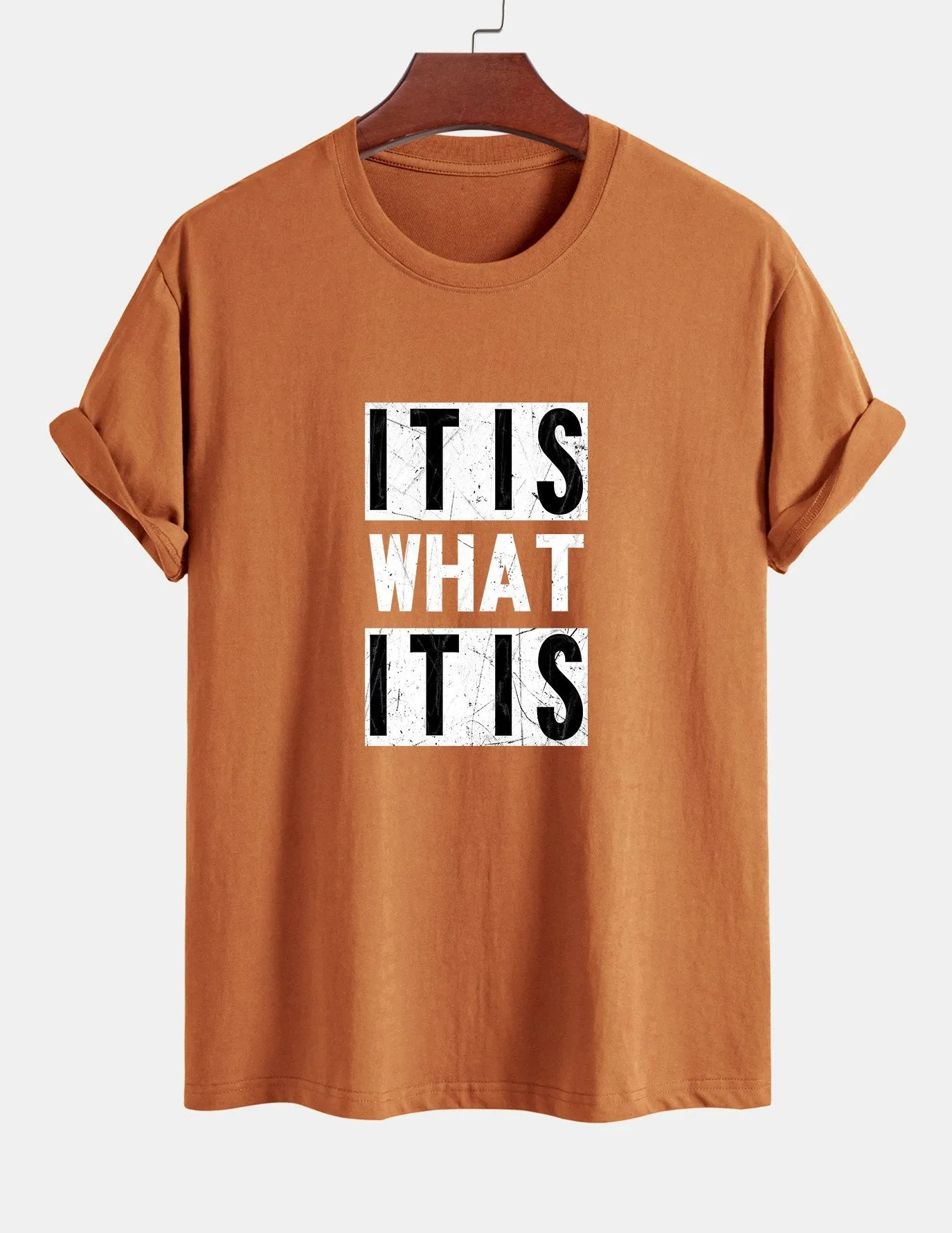 Regular Fit It Is What It Is Print Cotton T-Shirt sold by Hoooyi product image thumbnail 4