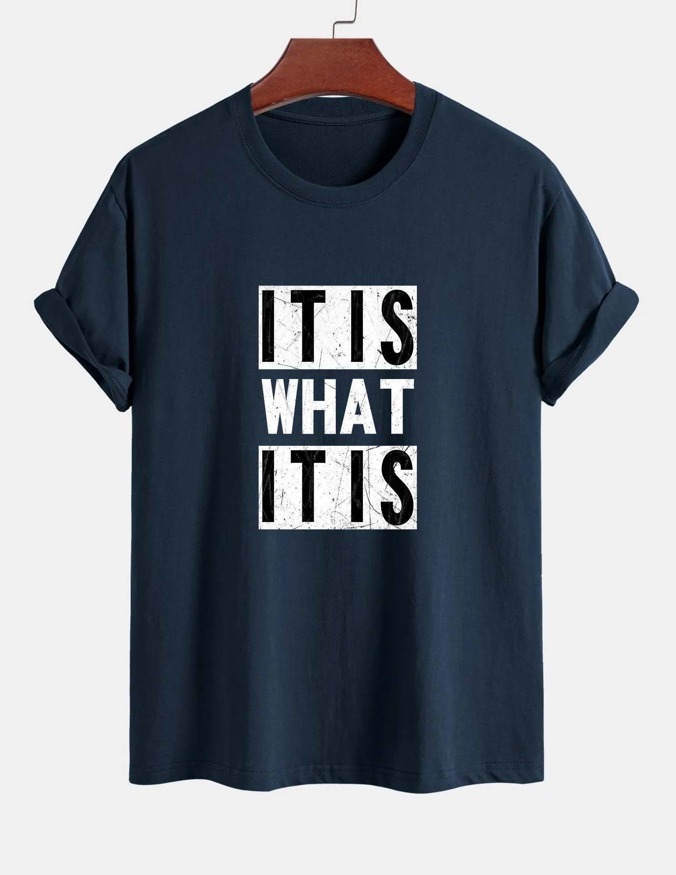 Regular Fit It Is What It Is Print Cotton T-Shirt sold by Hoooyi product image thumbnail 3