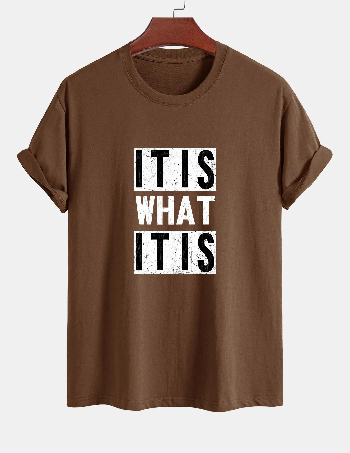 Regular Fit It Is What It Is Print Cotton T-Shirt sold by Hoooyi product image thumbnail 2