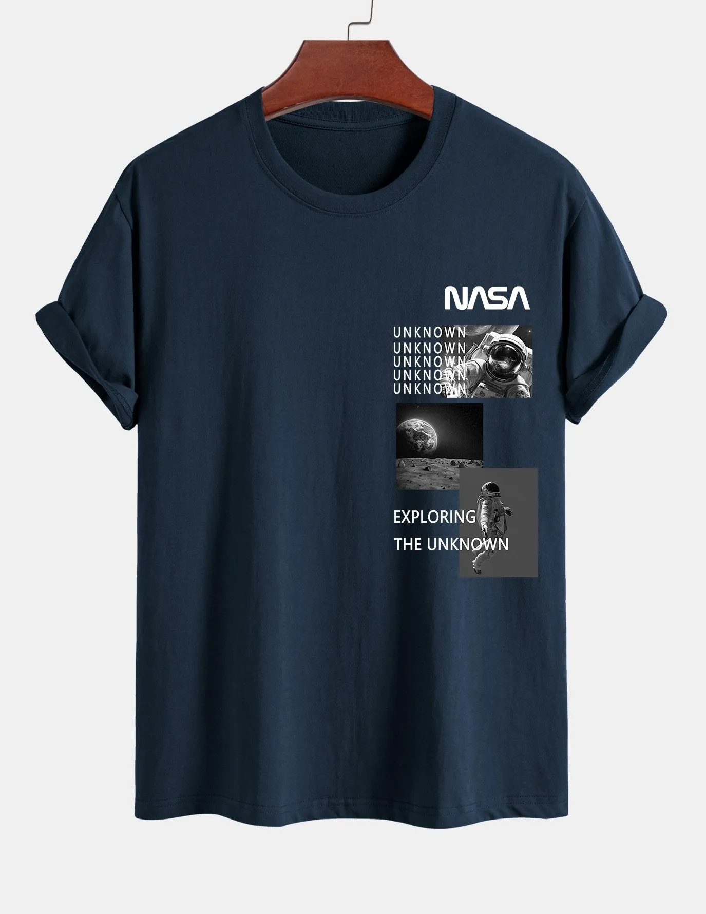 Regular Fit NASA Moon Landing Print Cotton T-Shirt sold by Hoooyi product image thumbnail 3