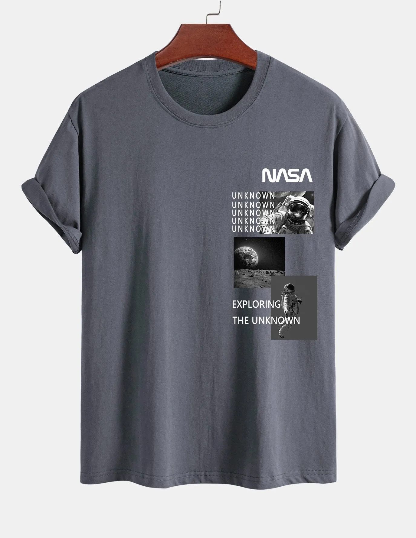 Regular Fit NASA Moon Landing Print Cotton T-Shirt sold by Hoooyi product image thumbnail 5